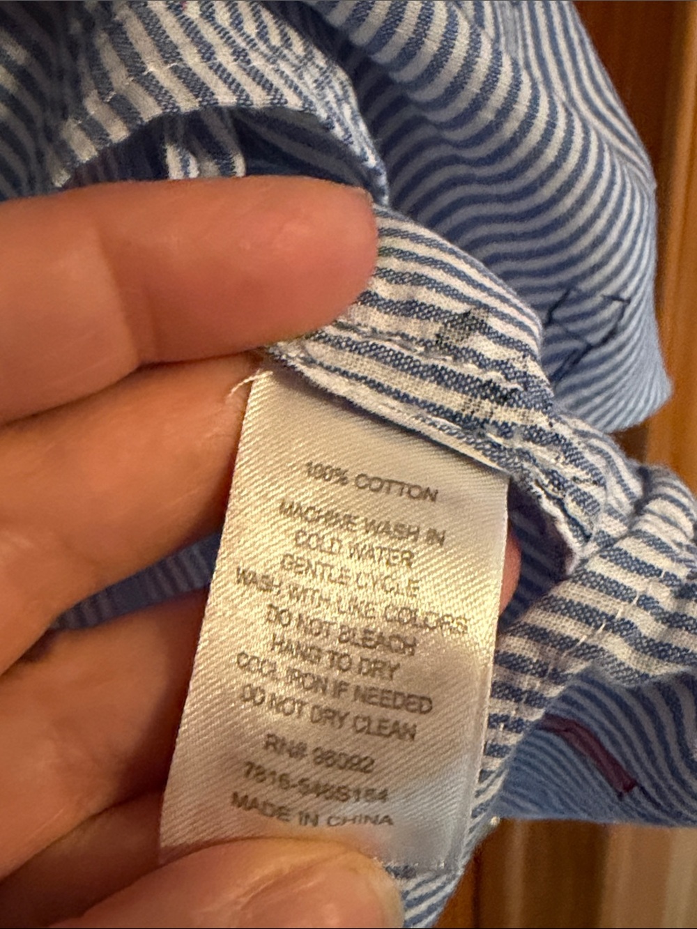 Dalia Blue and White Striped Button Down Shirt with Novelty Print - Picture 7 of 9